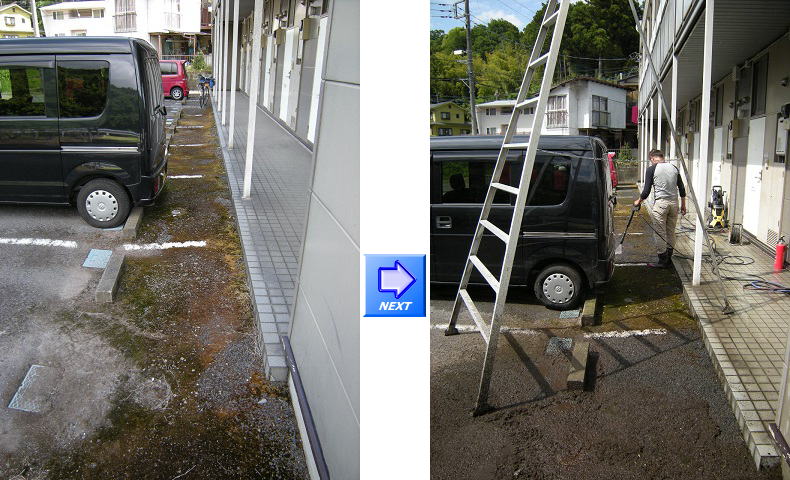 熊谷市 高圧洗浄 外壁 高圧洗浄機 コンクリ レンガ ブロック 車庫 玄関 門柱